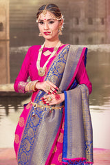 Elegant Pink Banarasi Art Silk Woven Saree
