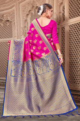 Elegant Pink Banarasi Art Silk Woven Saree