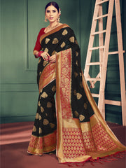 Chic Black Banarasi Art Silk Woven Saree
