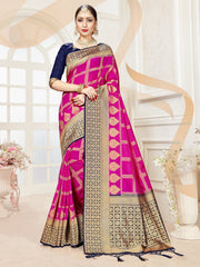 Chic Pink Banarasi Art Silk Woven Saree