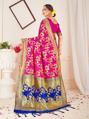 Elegant Pink Banarasi Art Silk Woven Saree