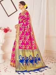 Elegant Pink Banarasi Art Silk Woven Saree