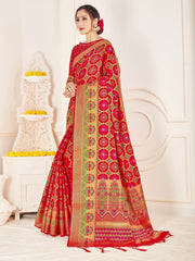 Stunning Red Banarasi Art Silk Woven Saree