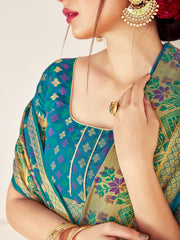 Elegant Turquoise Banarasi Art Silk Woven Saree