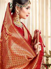 Chic Red Banarasi Art Silk Woven Saree