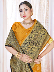 Elegant Mustard Banarasi Art Silk Woven Saree