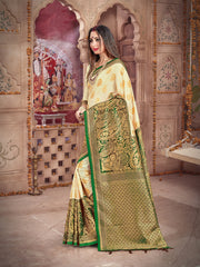 Elegant Off White Banarasi Art Silk Saree