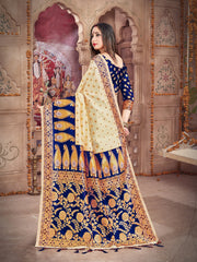 Elegant Off White Banarasi Art Silk Saree