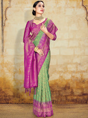 Stunning Green Banarasi Art Silk Woven Saree