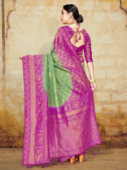 Stunning Green Banarasi Art Silk Woven Saree