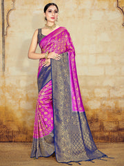 Elegant Pink Banarasi Art Silk Woven Saree