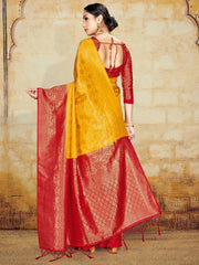 Stunning Yellow Banarasi Art Silk Woven Saree