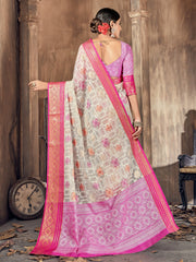 Elegant Beige Cotton-Silk Saree