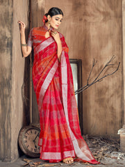Elegant Red Cotton-Silk Woven Saree