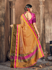 Elegant Beige Cotton-Silk Saree