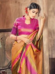 Elegant Beige Cotton-Silk Saree