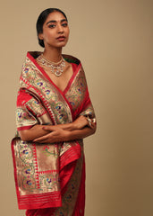 Elegant Red Art Silk Banarasi Saree