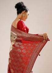 Elegant White Art Silk Banarasi Saree