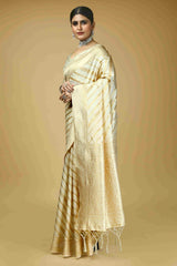 Elegant White Art Silk Banarasi Saree
