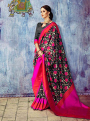 Elegant Orange Cotton-Silk Saree