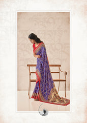 Elegant Purple Cotton-Silk Foil Print Saree