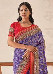 Purple Cotton Silk Foil Print Saree-3310