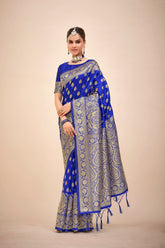 Elegant Blue Art Silk Banarasi Saree