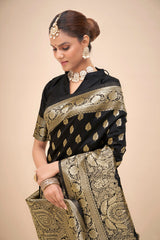 Elegant Black Art Silk Banarasi Saree