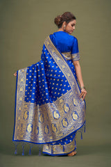 Elegant Blue Art Silk Banarasi Saree