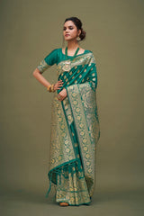 Teal Art Silk Banarasi Saree