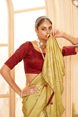 Copper Cotton Silk Bandhani Print Saree
