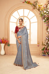 Shop Elegant Grey Cotton Silk Bandhani Print Saree