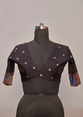 Black Velvet Tussar Silk Floral Print Saree