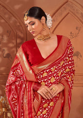 Persian Red Ikkat Print Saree