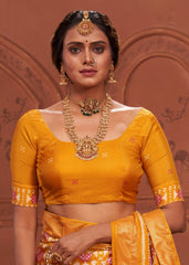 Tahiti Gold Ikkat Print Saree
