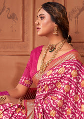Shop Elegant Tulip Pink Ikkat Print Saree