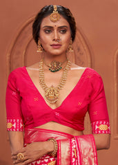 Shop Elegant Tulip Pink Ikkat Print Saree