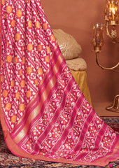 Tulip Pink Ikkat Polka Dot Saree-3903