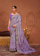 Lavender Ikkat Print Saree