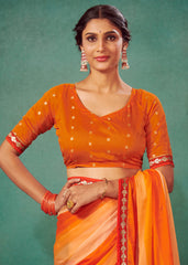 Persian Orange Chiffon Solid Saree