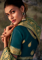 Elegant Green Vichitra Gota Patti Saree