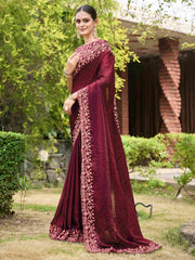 Shop Exquisite Purple Silk Embroidery Saree