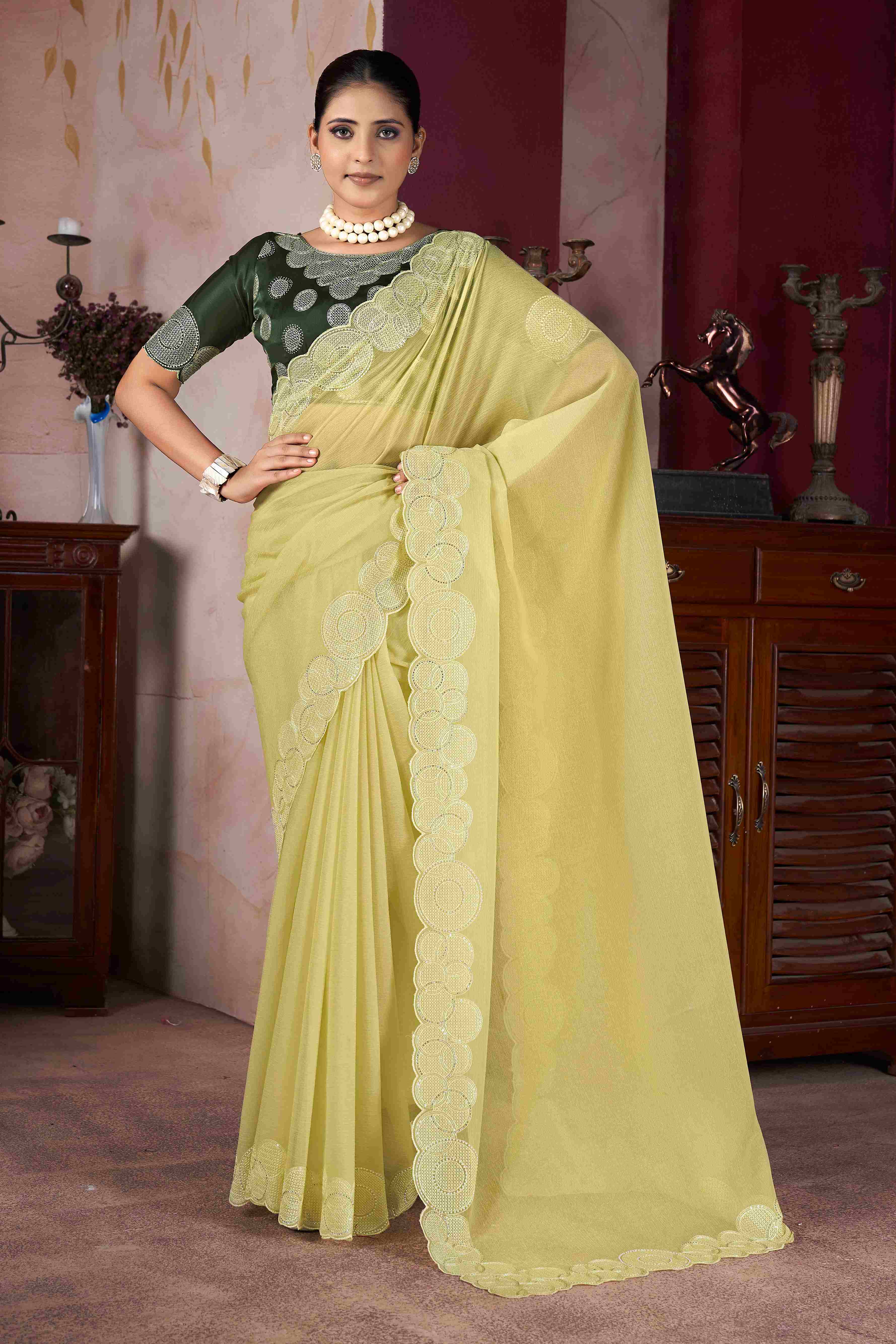 Exquisite Yellow Embroidery Saree