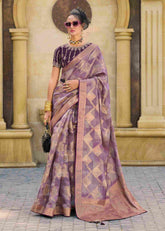 Elevate Elegance with Our Luxurious Purple Jacquard Woven Saree