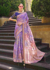 Elevate Elegance with Our Luxurious Purple Jacquard Woven Saree