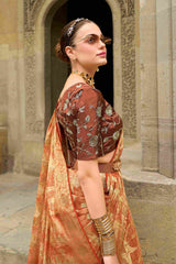 Shop Elegant Orange Jacquard Woven Saree