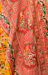 Mustard Satin Silk Embroidery Saree-4423