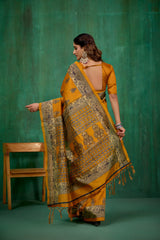 Shop Elegant Mustard Mysore Art Silk Printed Ready to Wear Saree Online - Best Prices-RTW-1944
