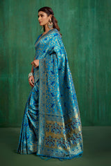 Shop Elegant Turquoise Banarasi Art Silk Woven Ready to Wear Saree Online - Best Prices-RTW-2096