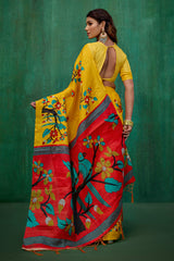 Shop Elegant Mustard Mysore Art Silk Printed Ready to Wear Saree Online - Best Prices-RTW-2198